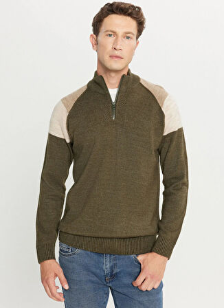 Altınyıldız Classics Bato Yaka Standart Bej - Haki Erkek Kazak ACE049261481_HAB