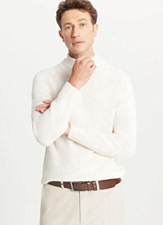 Altınyıldız Classics Yarım balıkçı Yaka Standart Ekru Erkek Kazak ACE049261482_EKR