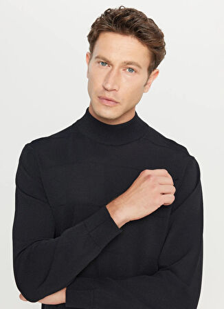 Altınyıldız Classics Yarım balıkçı Yaka Standart Siyah Erkek Kazak ACE049261485_SYH