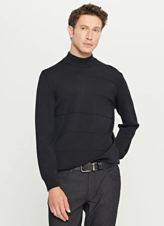 Altınyıldız Classics Yarım balıkçı Yaka Standart Siyah Erkek Kazak ACE049261485_SYH