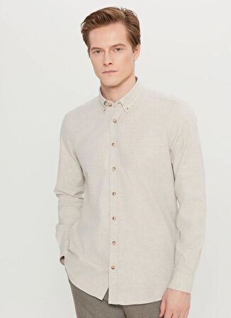 Altınyıldız Classics Slim Fit Düğmeli Yaka Bej Erkek Gömlek ACE020261519_BEJ