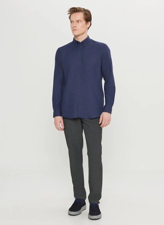 Altınyıldız Classics Slim Fit Düğmeli Yaka Lacivert Erkek Gömlek ACE020261519_LAC