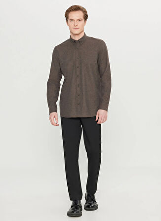 Altınyıldız Classics Slim Fit Düğmeli Yaka Kahve Erkek Gömlek ACE020261519_KHV