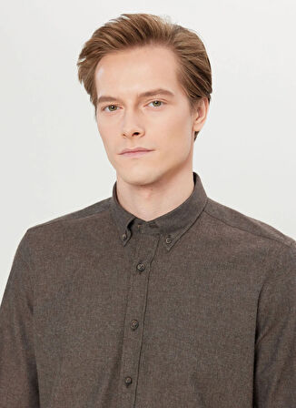 Altınyıldız Classics Slim Fit Düğmeli Yaka Kahve Erkek Gömlek ACE020261519_KHV