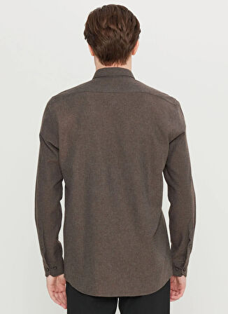 Altınyıldız Classics Slim Fit Düğmeli Yaka Kahve Erkek Gömlek ACE020261519_KHV