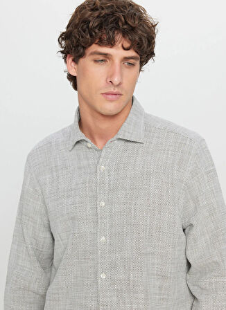 Altınyıldız Classics Slim Fit Klasik Yaka Beyaz - Haki Erkek Gömlek ACE020261522_HBY