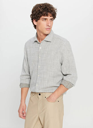 Altınyıldız Classics Slim Fit Klasik Yaka Beyaz - Haki Erkek Gömlek ACE020261522_HBY