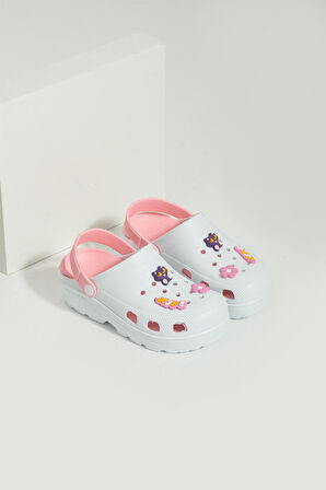Pembe Potin Kedi Maskotlu Rahat Taban Eva Kadın Sandalet 001-0222-23