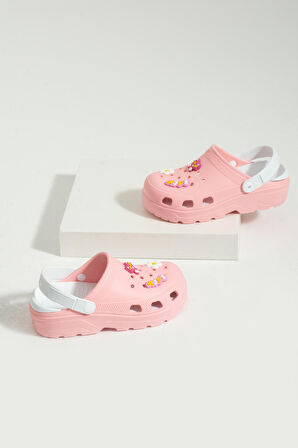 Pembe Potin Kedi Maskotlu Rahat Taban Eva Kadın Sandalet 001-0222-23