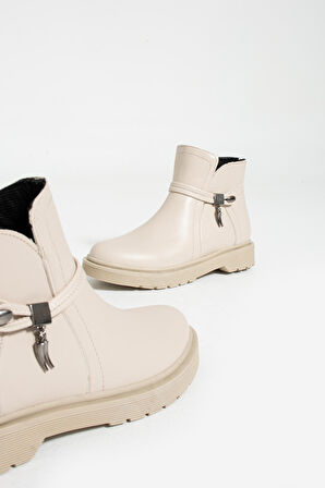 Pembe Potin Toka Detaylı Kauçuk Taban Fermuarlı Kadın Bot & Bootie 59-2003-23