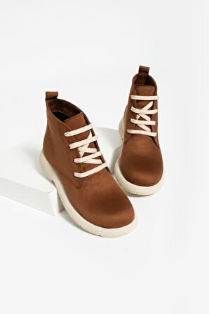 Pembe Potin Termo Taban Sıcak Astar Bağcıklı Kadın Bot 60-1015-23Süet