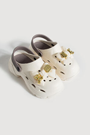 Pembe Potin Yüksek Taban Kurdela Detaylı Eva Comfort Kadın Sandalet DNZ223-24BejVizon