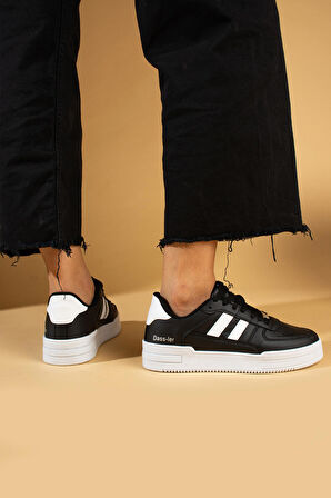 Pembe Potin Bağcıklı Comfort Taban Şeritli Kadın Sneaker 001-1005-24