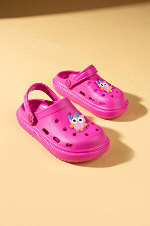 Pembe Potin Maskotlu Rahat Taban Eva Çocuk Sandalet CY24-110