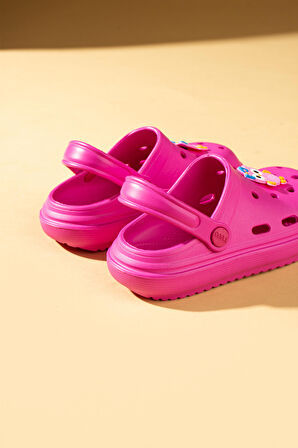 Pembe Potin Maskotlu Rahat Taban Eva Çocuk Sandalet CY24-110