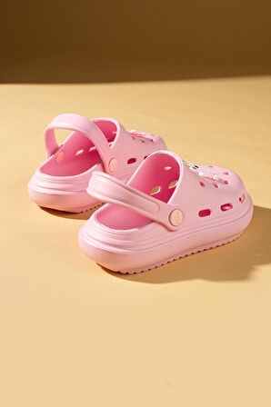 Pembe Potin Maskotlu Rahat Taban Eva Çocuk Sandalet CY24-110