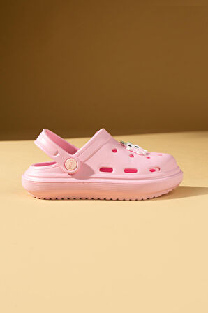 Pembe Potin Maskotlu Rahat Taban Eva Çocuk Sandalet CY24-110