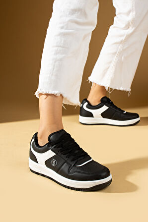 Pembe Potin Bağcıklı Ortopedik Kaymaz Kırılmaz Taban Konforlu Kadın Sneakers 001-2100-Sbeyaz