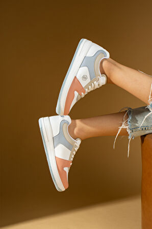 Pembe Potin Bağcıklı Ortopedik Kaymaz Kırılmaz Taban Konforlu Kadın Sneakers 001-2100-Mpudra