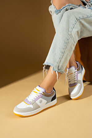 Pembe Potin Bağcıklı Ortopedik Kaymaz Kırılmaz Taban Konforlu Kadın Sneakers 001-2100-Mlila