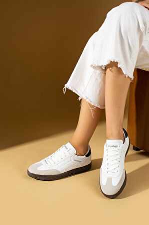 Pembe Potin Dikiş Detaylı Rahat Taban Bağcıklı Kadın Sneakers 001-1007-24ZÇT