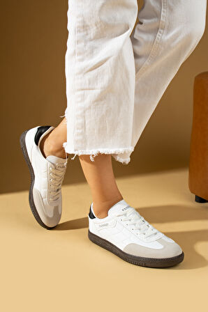 Pembe Potin Dikiş Detaylı Rahat Taban Bağcıklı Kadın Sneakers 001-1007-24ZÇT