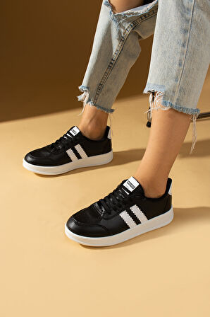 Pembe Potin Şerit Detaylı Rahat Taban Kadın Sneakers 001-1004-24