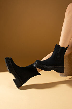 Pembe Potin Kalın Taban Lastikli Sıcak Astar Kadın Bot 71-8030-24Mat