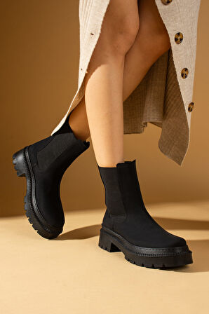 Pembe Potin Kalın Taban Lastikli Sıcak Astar Kadın Bot 71-8030-24Mat