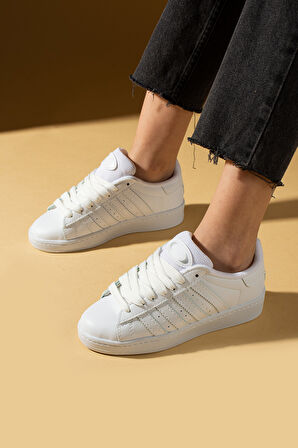 Pembe Potin Kalın Bağcıklı Şerit Detaylı Rahat Taban Kadın Sneakers 001-3458-25