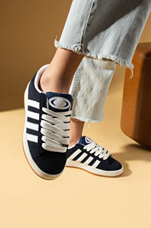 Pembe Potin Kalın Bağcıklı Şerit Detaylı Rahat Taban Kadın Sneakers 001-3458-25Beyaz