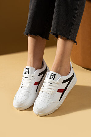 Pembe Potin Bağcıklı Air Taban Kadın Sneakers 001-1002-25Siyah