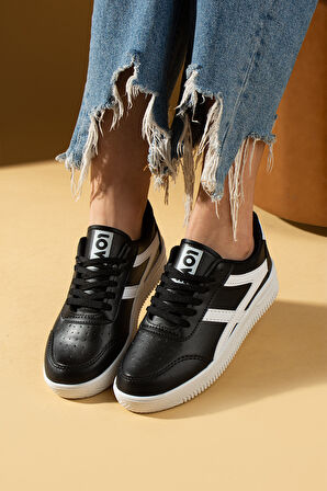 Pembe Potin Bağcıklı Air Taban Kadın Sneakers 001-1002-25Beyaz
