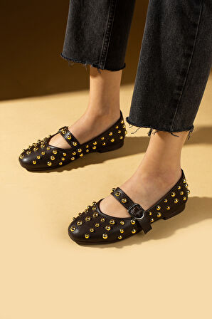 Pembe Potin Troklu Tokalı Rahat Taban Kadın Babet 57-42-25