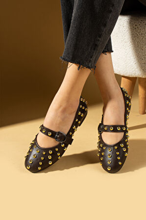 Pembe Potin Troklu Tokalı Rahat Taban Kadın Babet 57-42-25