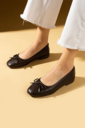 Pembe Potin Fiyonk Detaylı Rahat Taban Kadın Babet 57-34-25Cilt