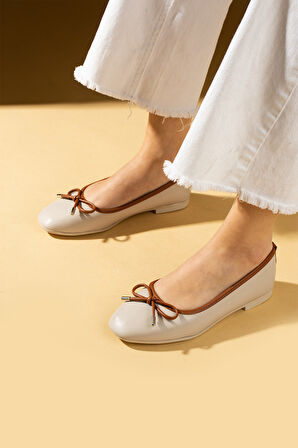 Pembe Potin Fiyonk Detaylı Rahat Taban Kadın Babet 57-34-25Çt