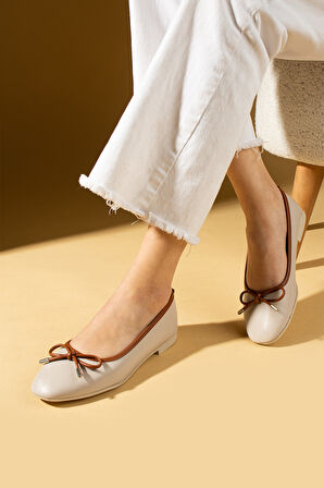 Pembe Potin Fiyonk Detaylı Rahat Taban Kadın Babet 57-34-25Çt