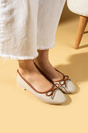 Pembe Potin Fiyonk Detaylı Rahat Taban Kadın Babet 57-34-25Çt