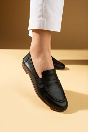 Pembe Potin Hakiki Deri Rahat Kalıp Kadın Babet 017-078-25