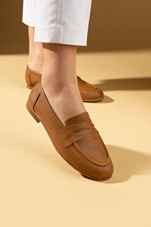 Pembe Potin Hakiki Deri Rahat Kalıp Kadın Babet 017-078-25