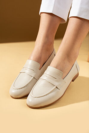 Pembe Potin Hakiki Deri Rahat Kalıp Kadın Babet 017-078-25