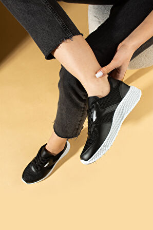 Pembe Potin Fileli Rahat Taban Bağcıklı Comfort Kadın Sneaker 001-1313-25