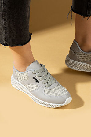 Pembe Potin Fileli Rahat Taban Bağcıklı Comfort Kadın Sneaker 001-1313-25