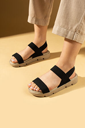 Pembe Potin Rahat Taban Lastik Bantlı Kadın Sandalet 020-740-25