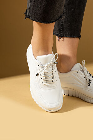Pembe Potin Bağcıklı Rahat Taban Kadın Sneaker 59-685-25
