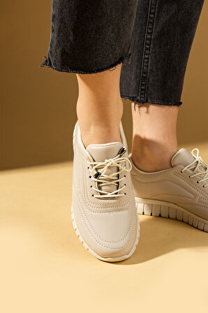 Pembe Potin Bağcıklı Rahat Taban Kadın Sneaker 59-685-25