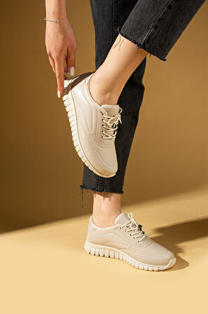 Pembe Potin Bağcıklı Rahat Taban Kadın Sneaker 59-685-25