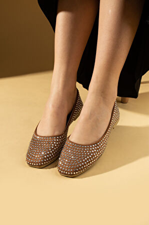 Pembe Potin Su Damlacıklı Rahat Taban Kadın Babet 81-161-25