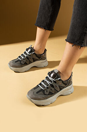 Pembe Potin Bağcıklı Rahat Taban Kadın Sneakers 36-873-25